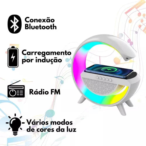 G-Speaker Pro: Caixa de Som Bluetooth com Carregador e LED RGB